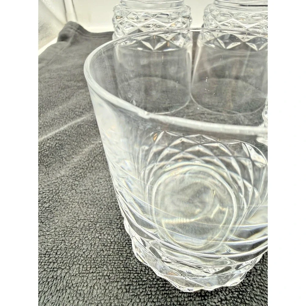 Lot of 7 Vintage Lead Crystal Diamond Cut Old Fashioned Rocks Glasses - Picture 8 of 14